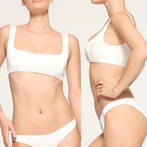 Skims Silk Bridge Lingerie Corset Square Neck Top Marble White Size Medium NEW M